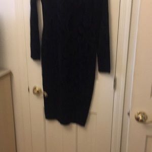 Black Dress - brocade design, form fitted, below the knee